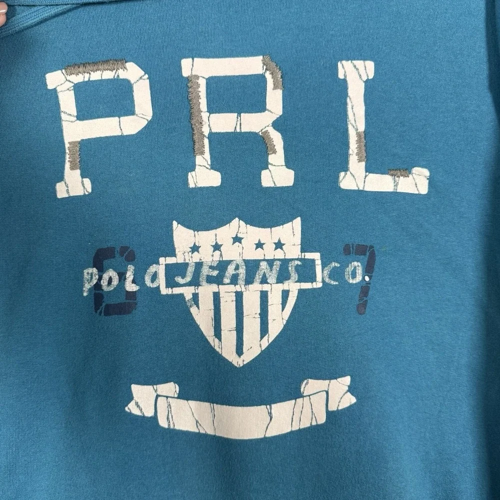 Vtg Polo Ralph Lauren Sweatshirt Hoodie Mens XL Blue Distressed punk hipster